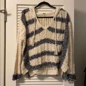 Free people striped sweater with hood